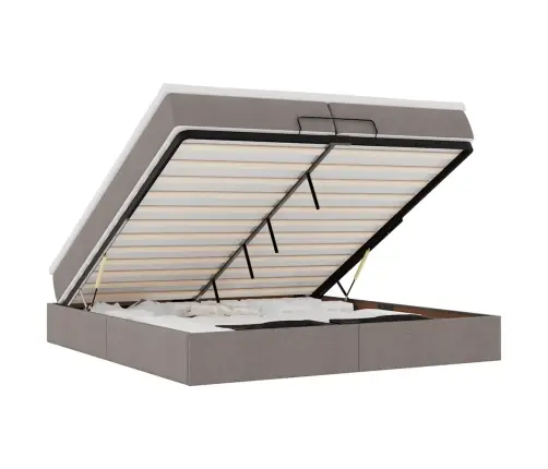 Osmaņu Gultas Rāmis Ar Matračiem Pelēkbrūns 200X200Cm Audums Vidaxl