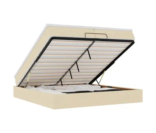 Osmanų Lovos Rėmas Su Čiužiniais, Kreminis, 200X200cm Audinys