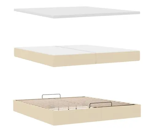 Osmanų Lovos Rėmas Su Čiužiniais, Kreminis, 200X200cm Audinys