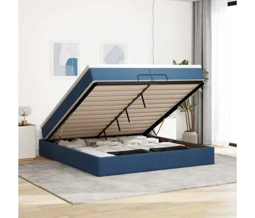 Ottomani Voodiraam Madratsitega, Sinise, 200X200cm Kangas