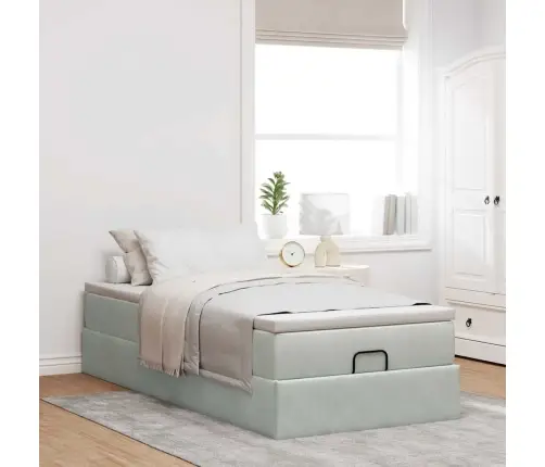 Osmaņu Gultas Rāmis Ar Matrača Gaiši Pelēks 80X200 Cm Samts Vidaxl