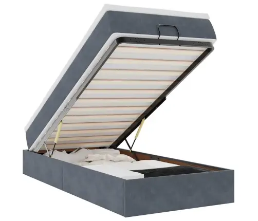 Osmanų Lovos Rėmas Su Čiužiniu, Pilkas, 80X200cm Aksomas