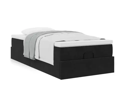 Osmaņu Gultas Rāmis Ar Matrača Melns 80X200Cm Samts Vidaxl