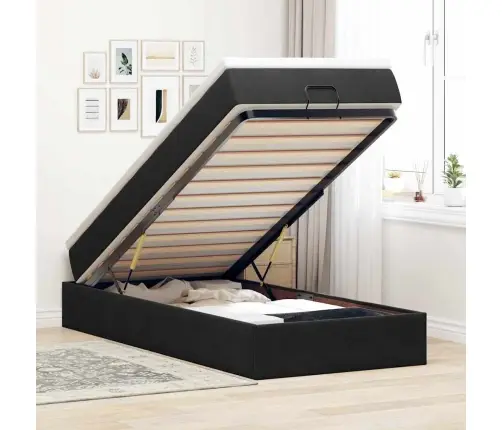 Osmaņu Gultas Rāmis Ar Matrača Melns 80X200Cm Samts Vidaxl