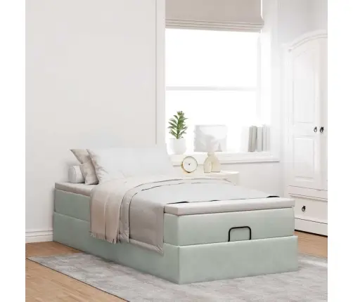 Osmaņu Gultas Rāmis Ar Matrača Gaiši Pelēks 90X190Cm Samts Vidaxl