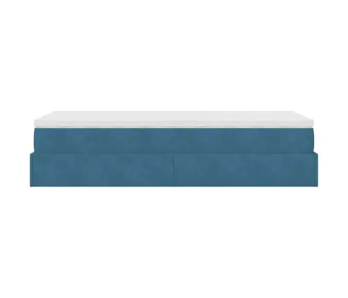 Osmaņu Gultas Rāmis Ar Matrača Tumši Zils 90X190Cm Samts Vidaxl