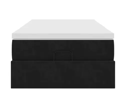 Osmanų Lovos Rėmas Su Čiužiniu, Juodas, 90X200cm Aksomas