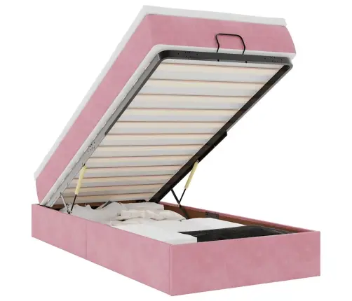 Osmanų Lovos Rėmas Su Čiužiniu, Rožinis, 90X200cm Aksomas