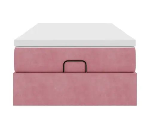 Osmanų Lovos Rėmas Su Čiužiniu, Rožinis, 90X200cm Aksomas