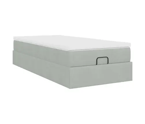 Ottomani Voodiraam Madratsiga, Helehall, 100X200cm Samet