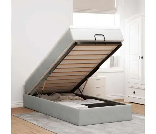 Ottomani Voodiraam Madratsiga, Helehall, 100X200cm Samet