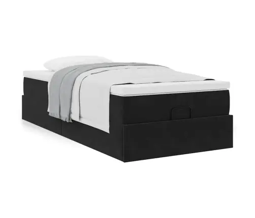 Osmaņu Gultas Rāmis Ar Matrača Melns 100X200Cm Samts Vidaxl