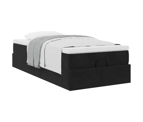 Osmaņu Gultas Rāmis Ar Matrača Melns 100X200Cm Samts Vidaxl