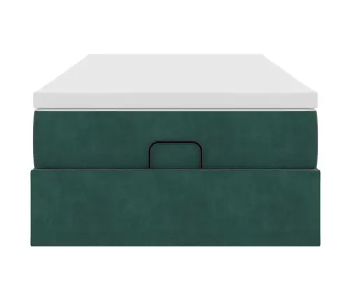 Ottomani Voodiraam Madratsiga, Tumeroheline, 100X200cm Samet