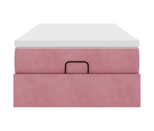 Osmaņu Gultas Rāmis Ar Matrača Rozā 100X200Cm Samts Vidaxl