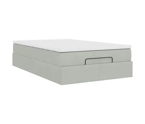 Osmaņu Gulta Ar Matrača, Gaiši Pelēks, 120X190 Cm, Samts Vidaxl