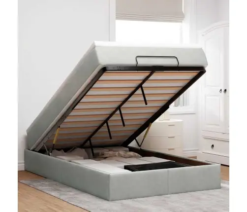 Osmaņu Gulta Ar Matrača, Gaiši Pelēks, 120X190 Cm, Samts Vidaxl