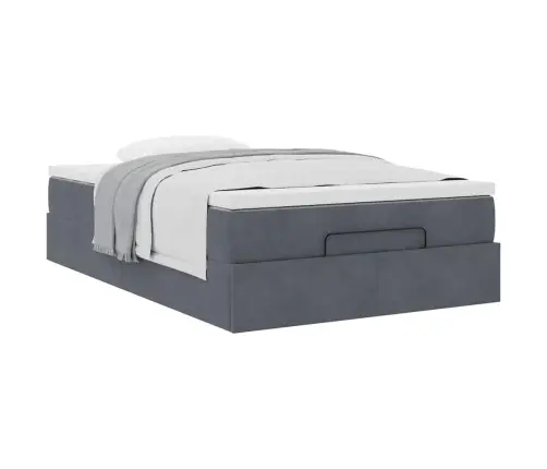 Osmaņu Gulta Ar Matraci, Tumši Pelēks, 120X190 Cm, Samts Vidaxl