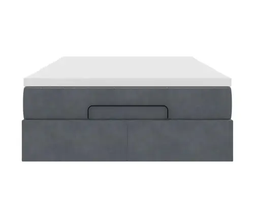 Osmaņu Gulta Ar Matraci, Tumši Pelēks, 120X190 Cm, Samts Vidaxl