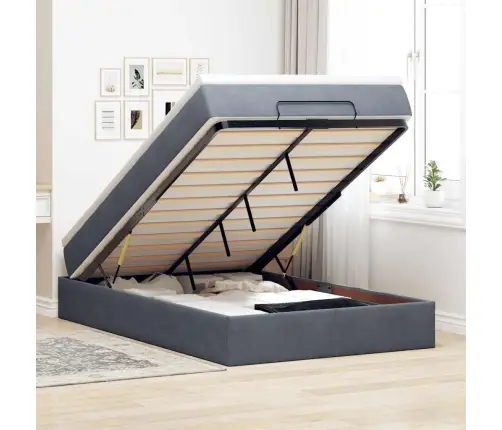 Osmaņu Gulta Ar Matraci, Tumši Pelēks, 120X190 Cm, Samts Vidaxl