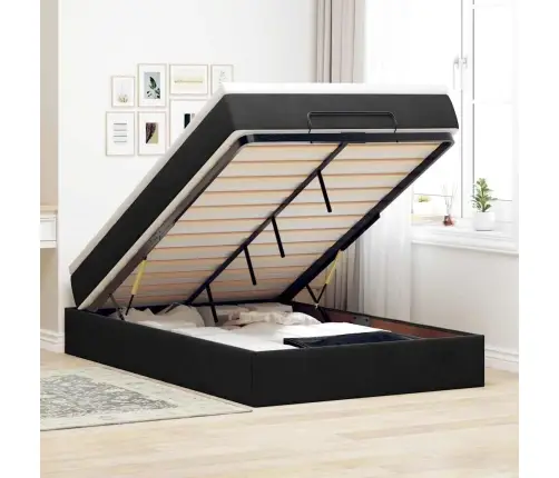 Osmaņu Gulta Ar Matraci, Melns, 120X190 Cm, Samts Vidaxl