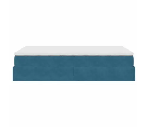 Osmanų Lova Su Čiužiniu, Tamsiai Mėlynas, 120X190 cm Aksomas