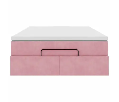 Osmaņu Gulta Ar Matraci, Rozā, 120X190 Cm, Samts Vidaxl