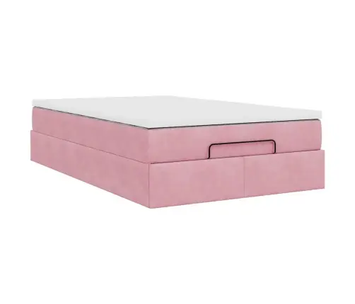 Osmaņu Gulta Ar Matraci, Rozā, 120X190 Cm, Samts Vidaxl