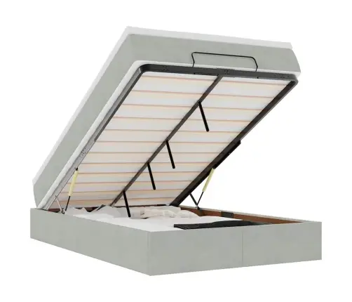 Ottomani Voodiraam Madratsiga, Helehall, 120X200cm Samet