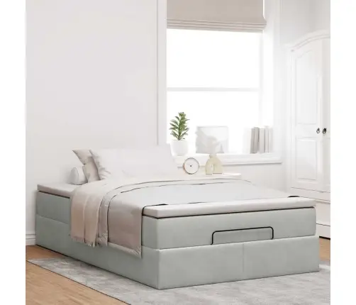 Ottomani Voodiraam Madratsiga, Helehall, 120X200cm Samet