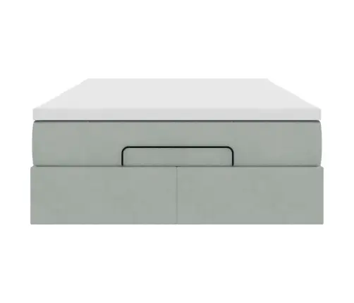 Ottomani Voodiraam Madratsiga, Helehall, 120X200cm Samet