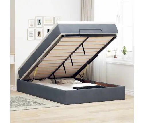 Ottomani Voodi Madratsiga, Tumehall, 120X200 cm Samet