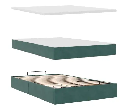 Osmaņu Gultas Rāmis Ar Matrača Tumši Zaļš 120X200Cm Samts Vidaxl