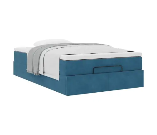 Ottomani Voodi Madratsiga, Tumesinine, 120X200 cm Samet