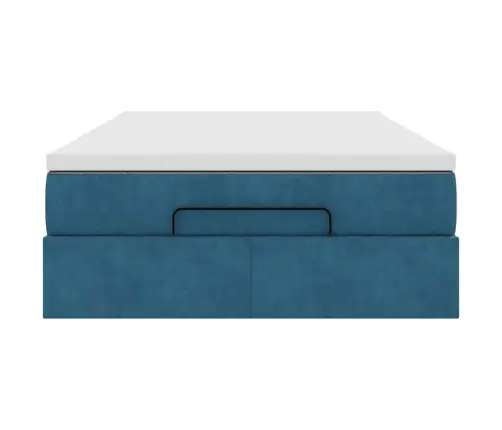 Ottomani Voodi Madratsiga, Tumesinine, 120X200 cm Samet