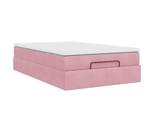 Osmanų Lovos Rėmas Su Čiužiniu, Rožinis, 120X200cm Aksomas