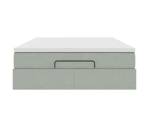 Ottomani Voodi Madratsiga, Helehall, 140X190cm Samet