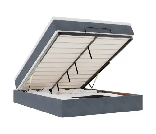 Osmaņu Gulta Ar Matraci, Tumši Pelēks, 140X190Cm, Samts Vidaxl