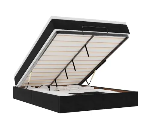 Ottomani Voodi Madratsiga, Must, 140X190cm Samet