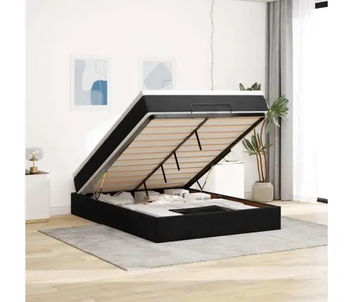 Ottomani Voodi Madratsiga, Must, 140X190cm Samet