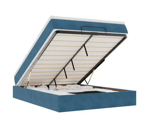 Osmaņu Gulta Ar Matraci, Tumši Zils, 140X190Cm, Samts Vidaxl