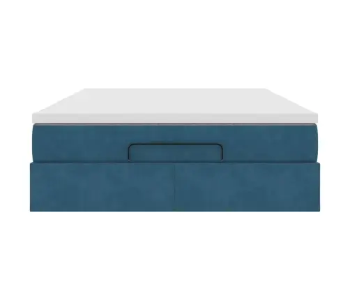 Osmaņu Gulta Ar Matraci, Tumši Zils, 140X190Cm, Samts Vidaxl