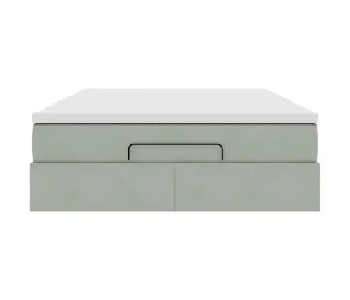 Ottomani Voodi Madratsiga, Helehall, 140X200 cm Samet