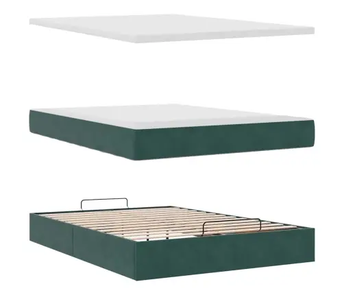 Ottomani Voodi Madratsiga, Tumeroheline, 140X200 cm Samet