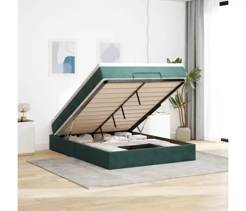 Ottomani Voodi Madratsiga, Tumeroheline, 140X200 cm Samet