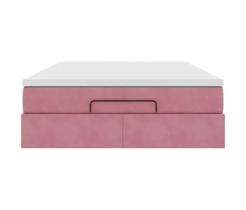 Osmaņu Gulta Ar Matraci, Rozā, 140X200Cm, Samts Vidaxl