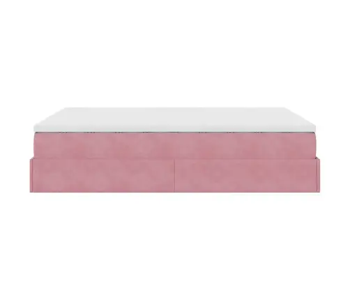 Osmaņu Gulta Ar Matraci, Rozā, 140X200Cm, Samts Vidaxl