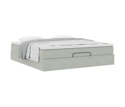 Ottomani Voodi Madratsiga, Helehall, 160X200 cm Samet