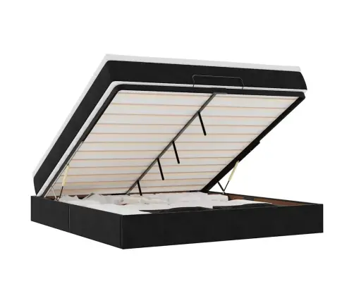 Osmaņu Gultas Rāmis Ar Matrača Melns 160X200Cm Samts Vidaxl