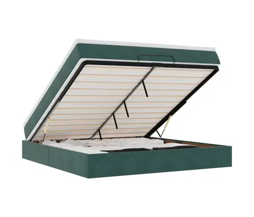 Osmanų Lova Su Čiužiniu Tamsiai Žalias 160X200Cm Velvet